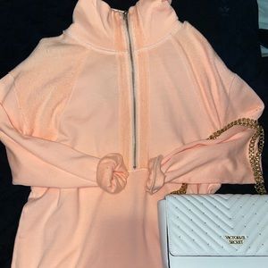 PINK FLEECE HALF-ZIP